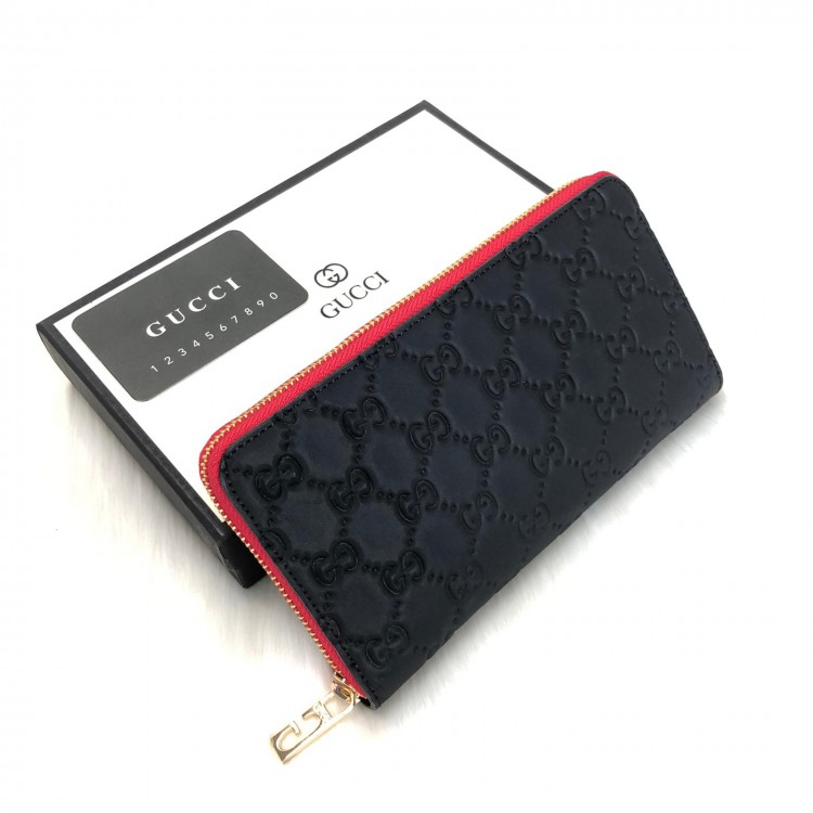 GUCCİ İMPRİME ZİP-AROUD WALLET SUPREME BLACK